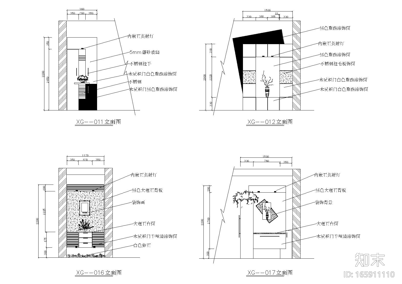 室内玄关衣帽柜立面图-22款施工图下载【ID:165911110】