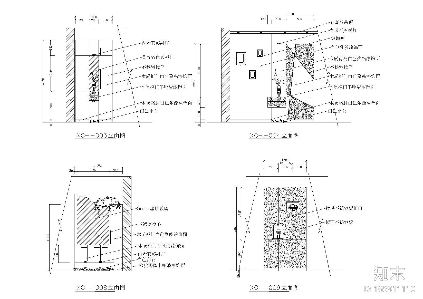 室内玄关衣帽柜立面图-22款施工图下载【ID:165911110】