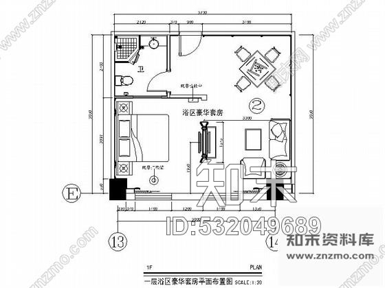 施工图酒店浴区豪华双人套房室内装修图施工图下载【ID:532049689】