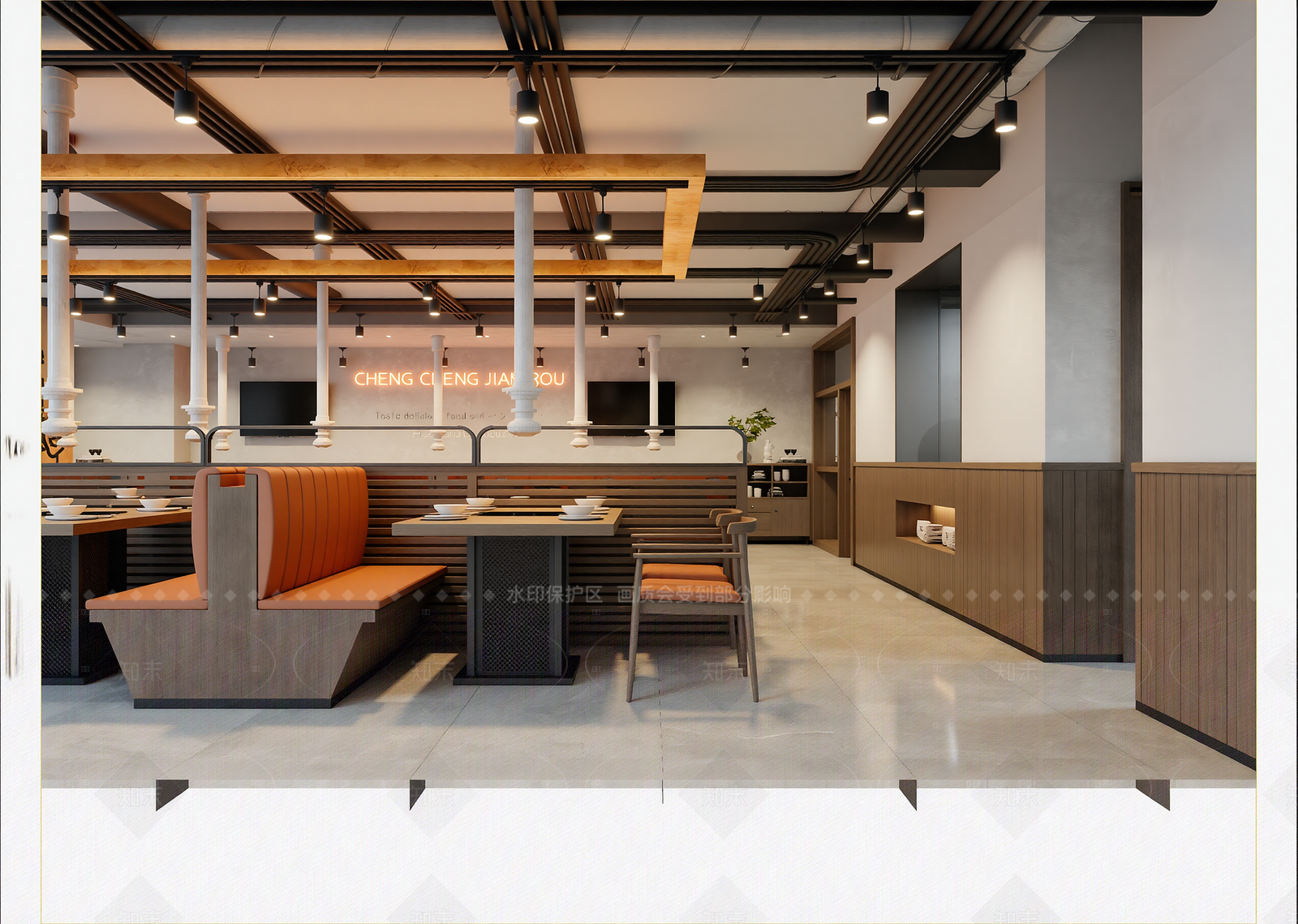 工业风中餐厅3D模型下载【ID:1214582596】