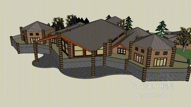 中式古建筑SU模型下载【ID:47679300】