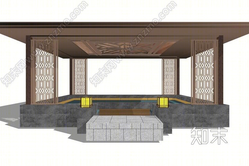 新中式凉亭SU模型下载【ID:149553101】