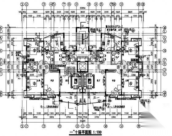 某十一层住宅楼建筑施工图cad施工图下载【ID:151384160】