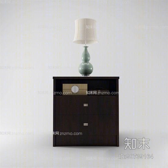 现代原木色木艺床头柜3D模型下载【ID:90739164】