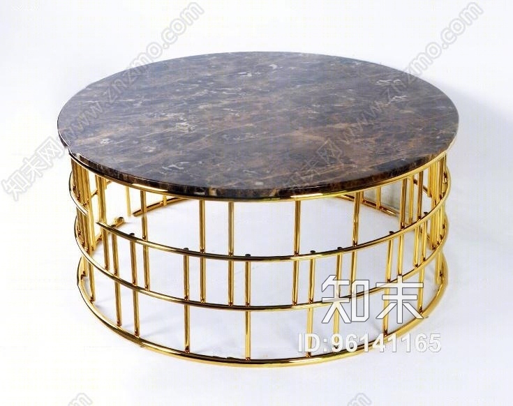 现代圆形金属大理石茶几3D模型下载【ID:96141165】