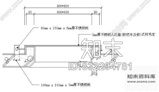 图块/节点轻型不锈钢人孔盖大样图cad施工图下载【ID:832294781】