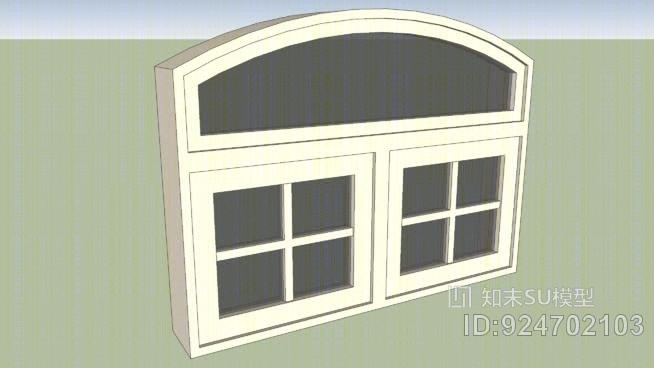拱形双窗框，固定横梁4’-SU模型下载【ID:924702103】