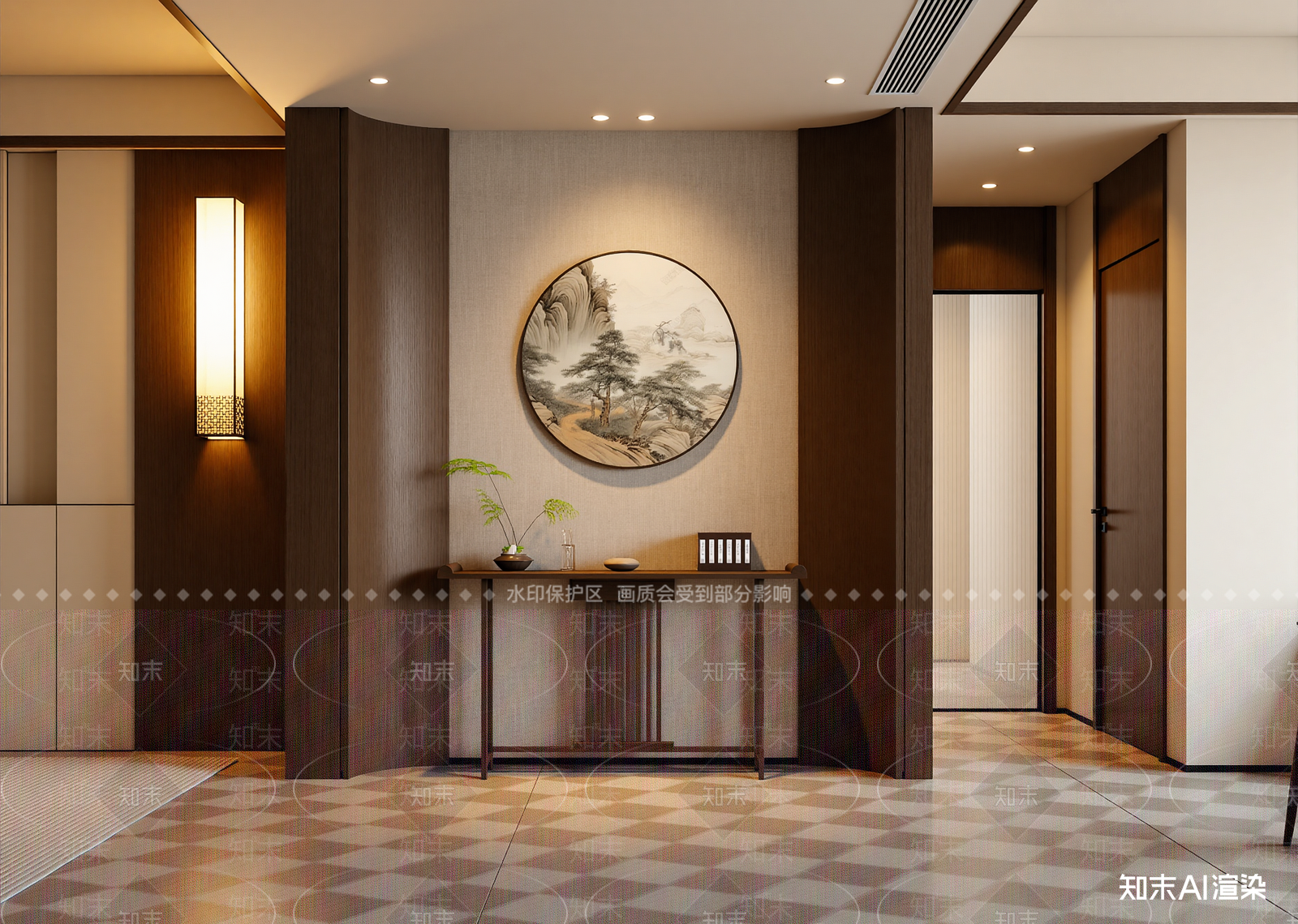 新中式玄关3D模型下载【ID:1214947789】
