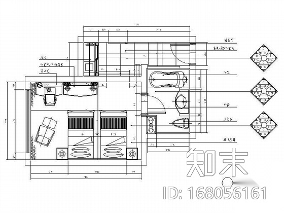[杭州]四星级酒店样板客房竣工图cad施工图下载【ID:168056161】