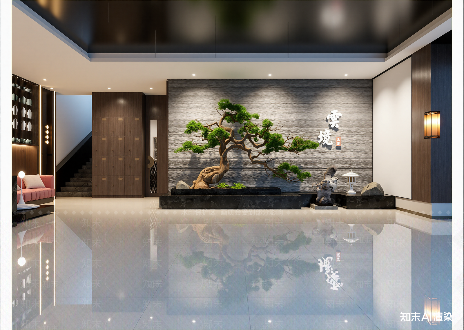 新中式酒店大堂3D模型下载【ID:1215143848】