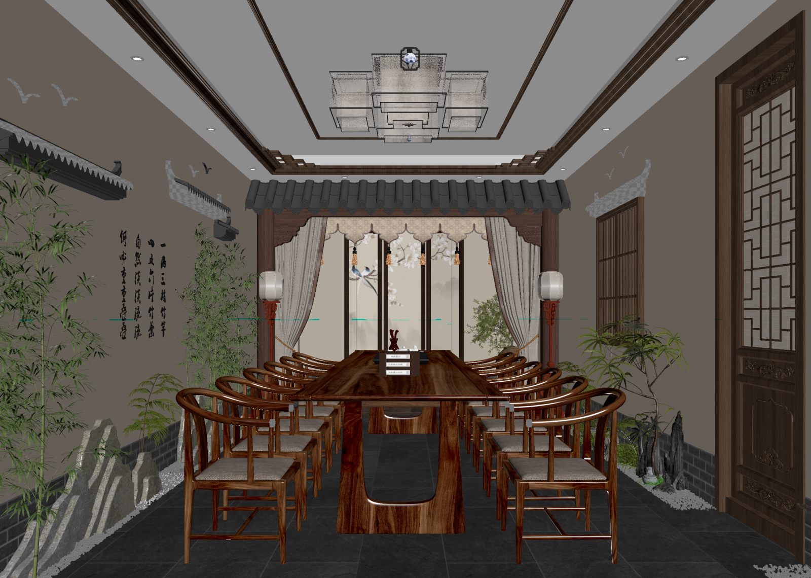 新中式茶馆3D模型下载【ID:1214448455】