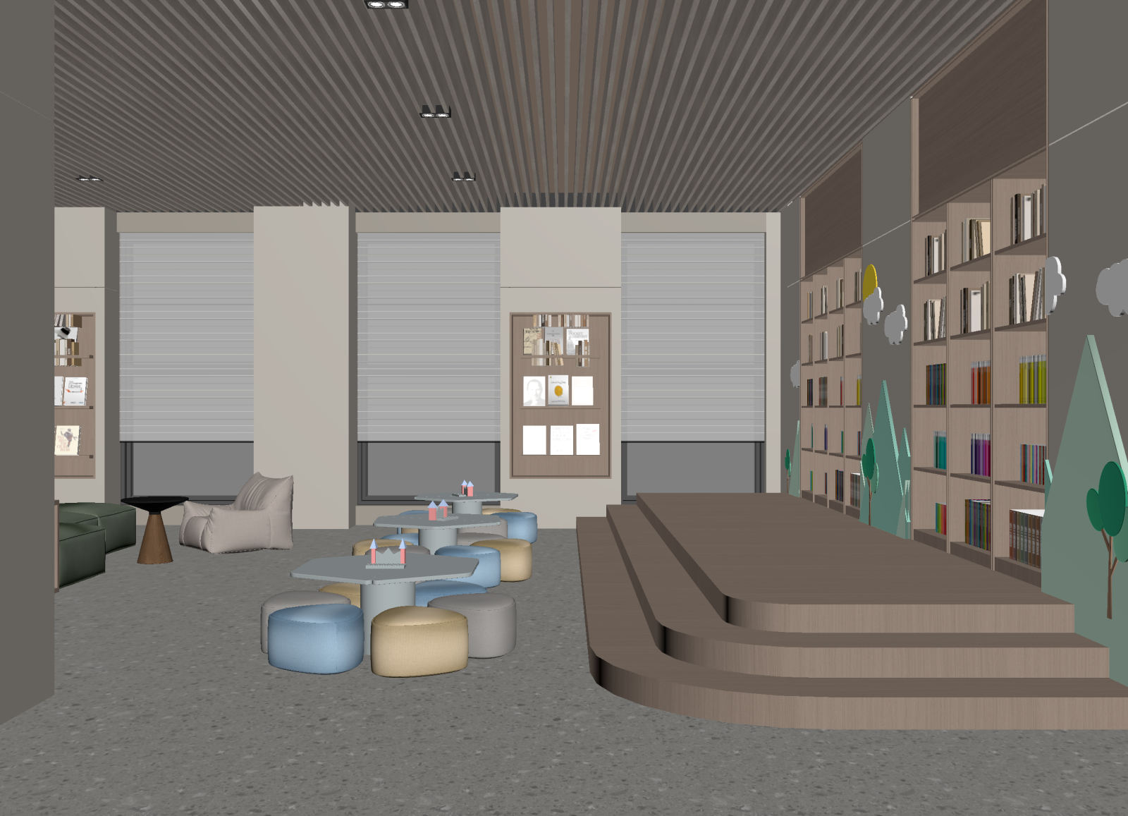 现代图书馆3D模型下载【ID:1214312952】