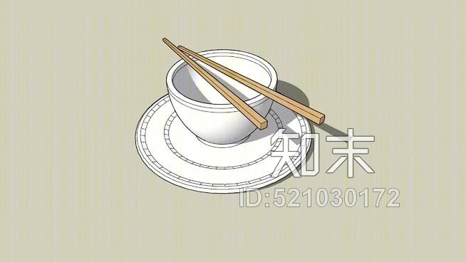 碗、盘、筷套装SU模型下载【ID:521030172】
