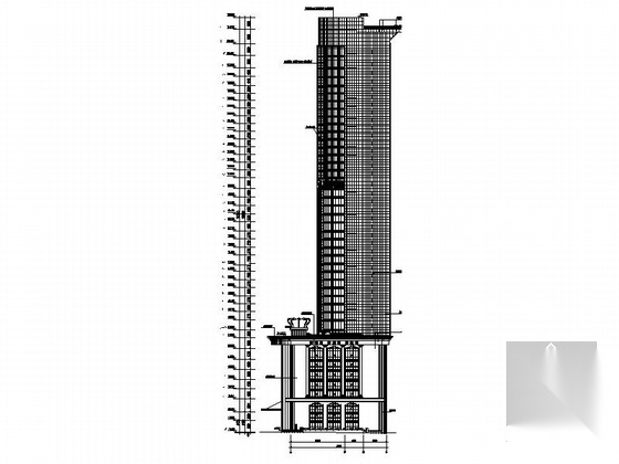 [广东]41层现代风格星级酒店建筑施工图（140余张图纸）cad施工图下载【ID:166222134】