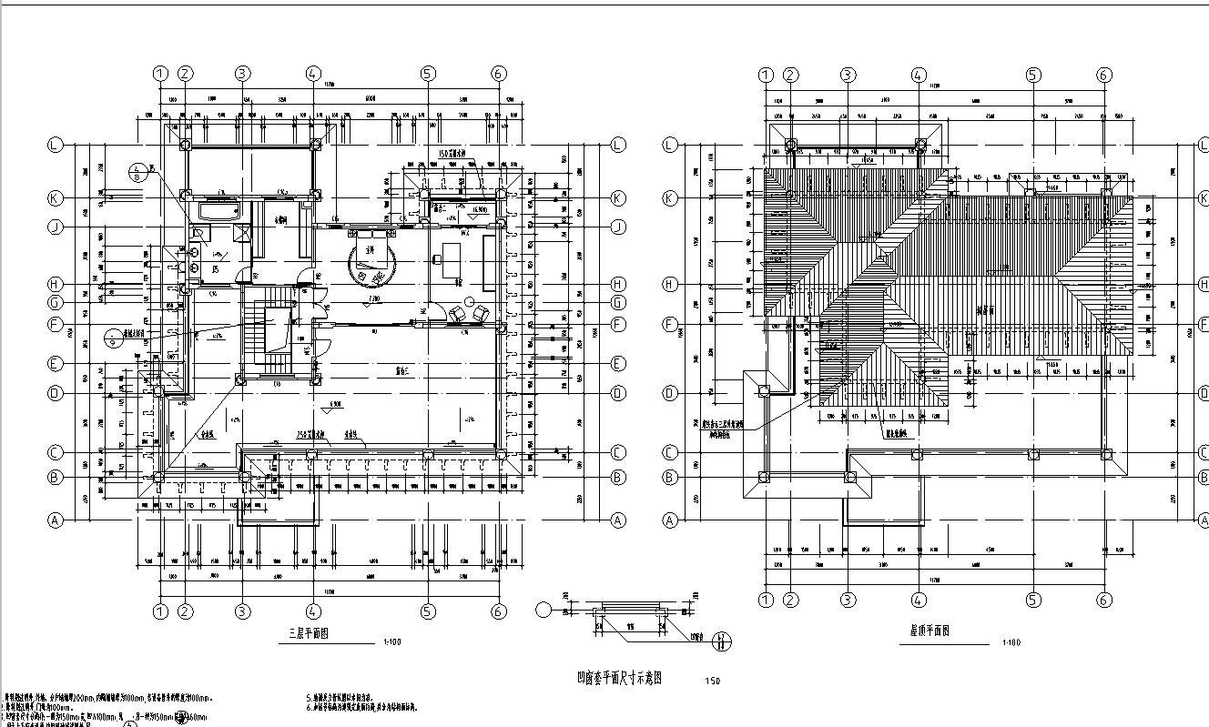 3层单家独院式别墅框架结构建筑设计（包含CAD）施工图下载【ID:166581103】