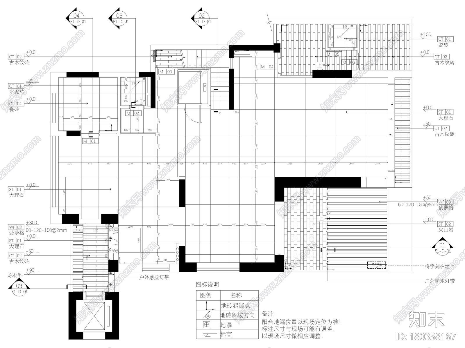 [深圳]555㎡现代五层四居室别墅装修施工图施工图下载【ID:180358167】