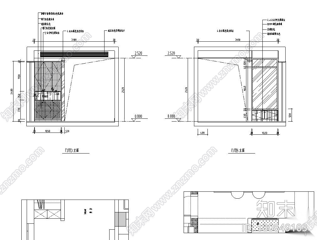 现代风格140㎡三居室住宅装修施工图设计cad施工图下载【ID:180849103】