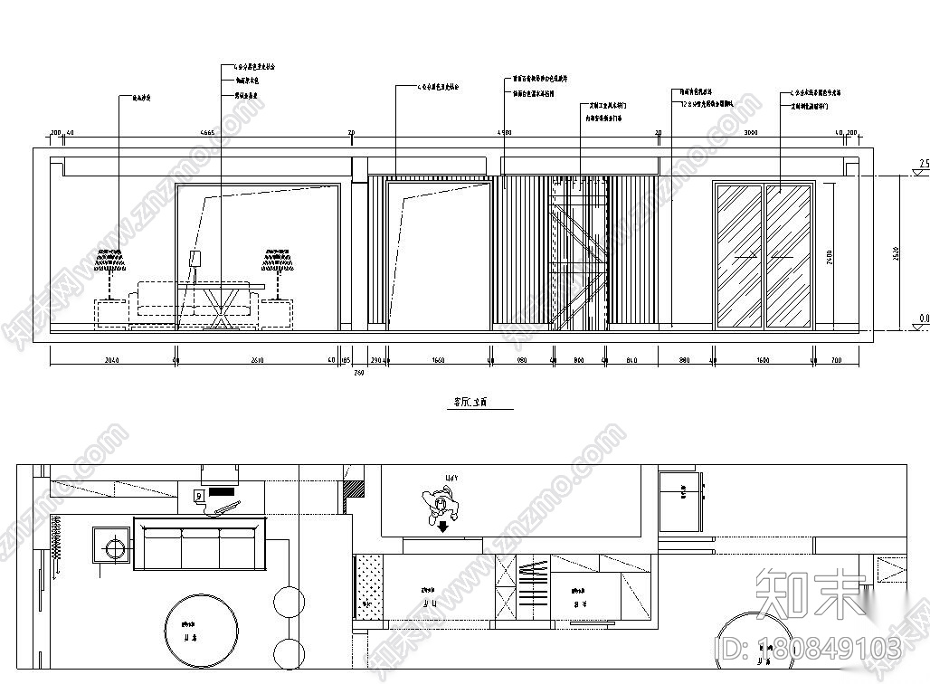 现代风格140㎡三居室住宅装修施工图设计cad施工图下载【ID:180849103】