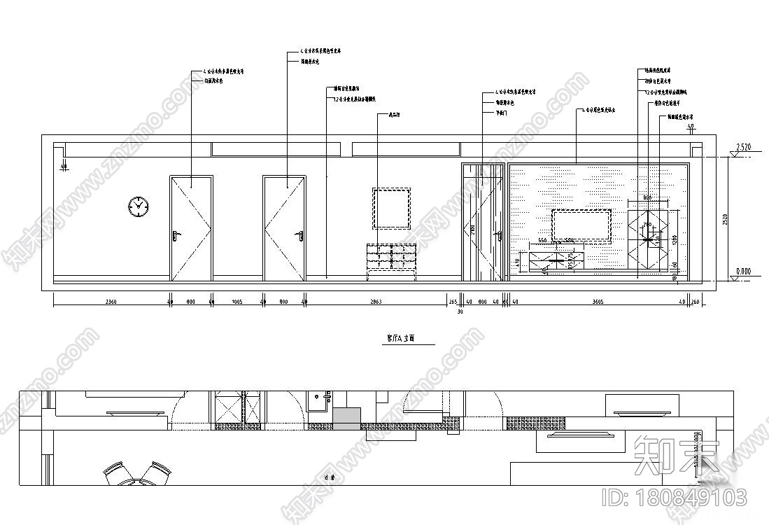 现代风格140㎡三居室住宅装修施工图设计cad施工图下载【ID:180849103】