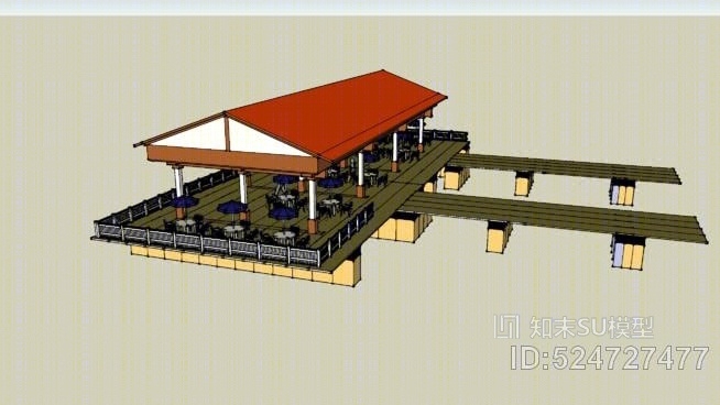 码头上的餐馆SU模型下载【ID:524727477】