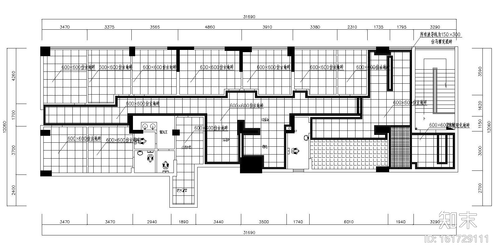 某会所室内装修施工图设计（附效果图）cad施工图下载【ID:161729111】