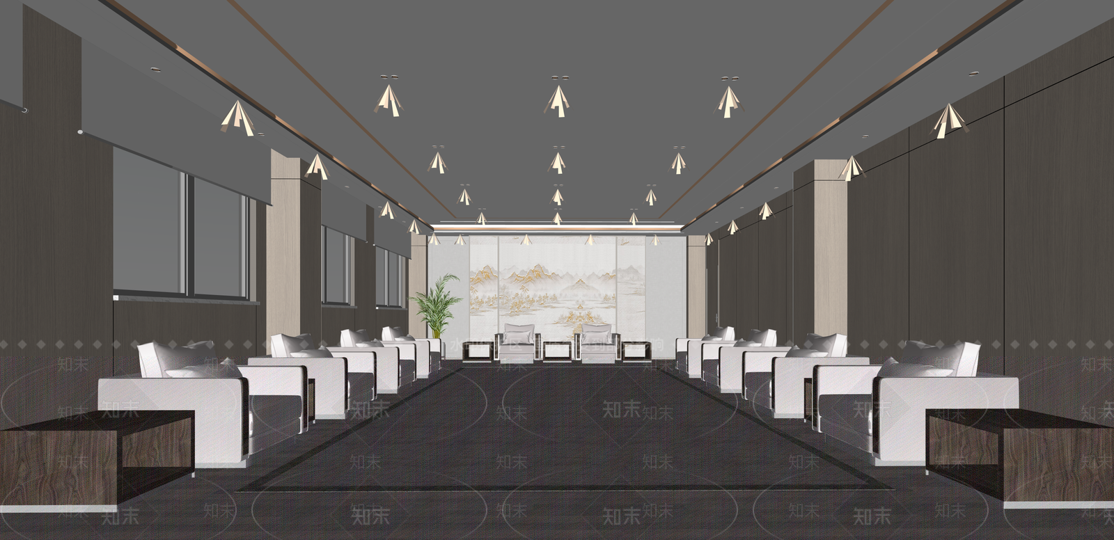 现代酒店大堂SU模型下载【ID:1215200335】