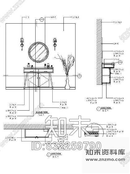 图块/节点梳妆台详图Ⅱcad施工图下载【ID:832259790】