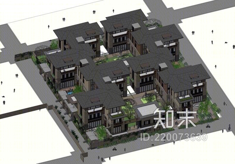草原风合院别墅SU模型下载【ID:220073639】