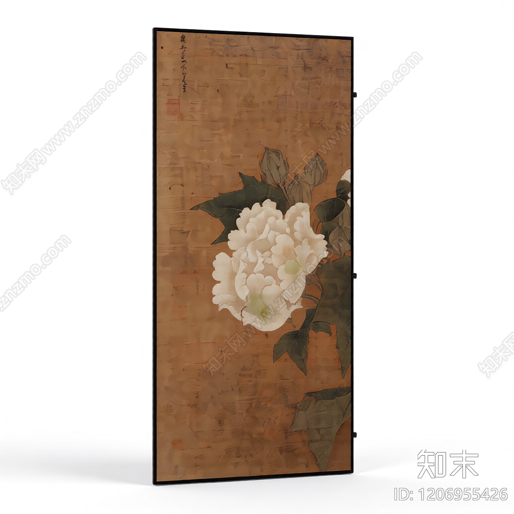 古风花卉挂画装饰3D模型下载【ID:1206955426】