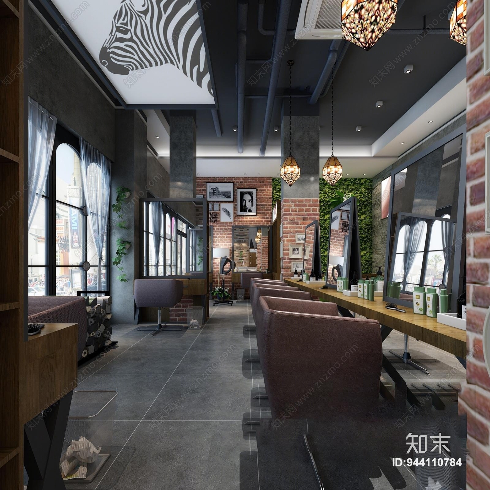 工业风美容美发沙龙理发店3D模型下载【ID:944110784】