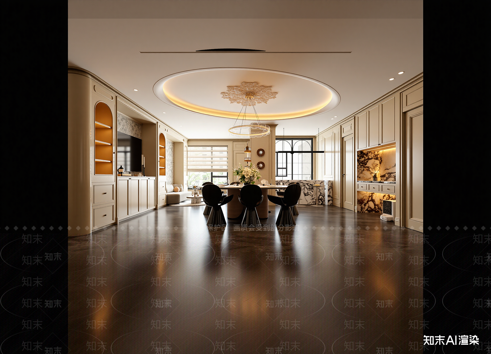 法式客餐厅3D模型下载【ID:1215191514】