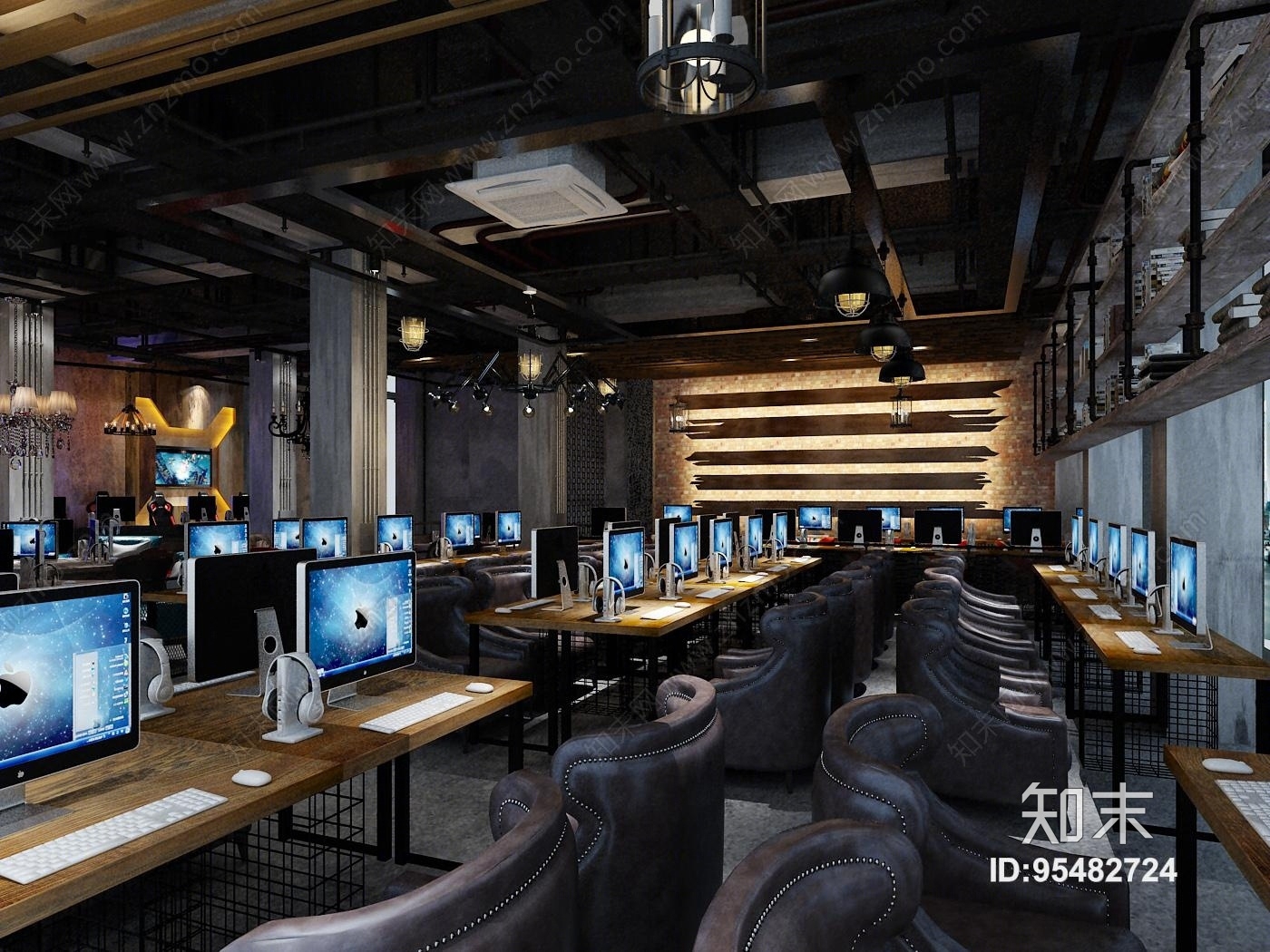 工业风网吧网咖3D模型下载【ID:95482724】