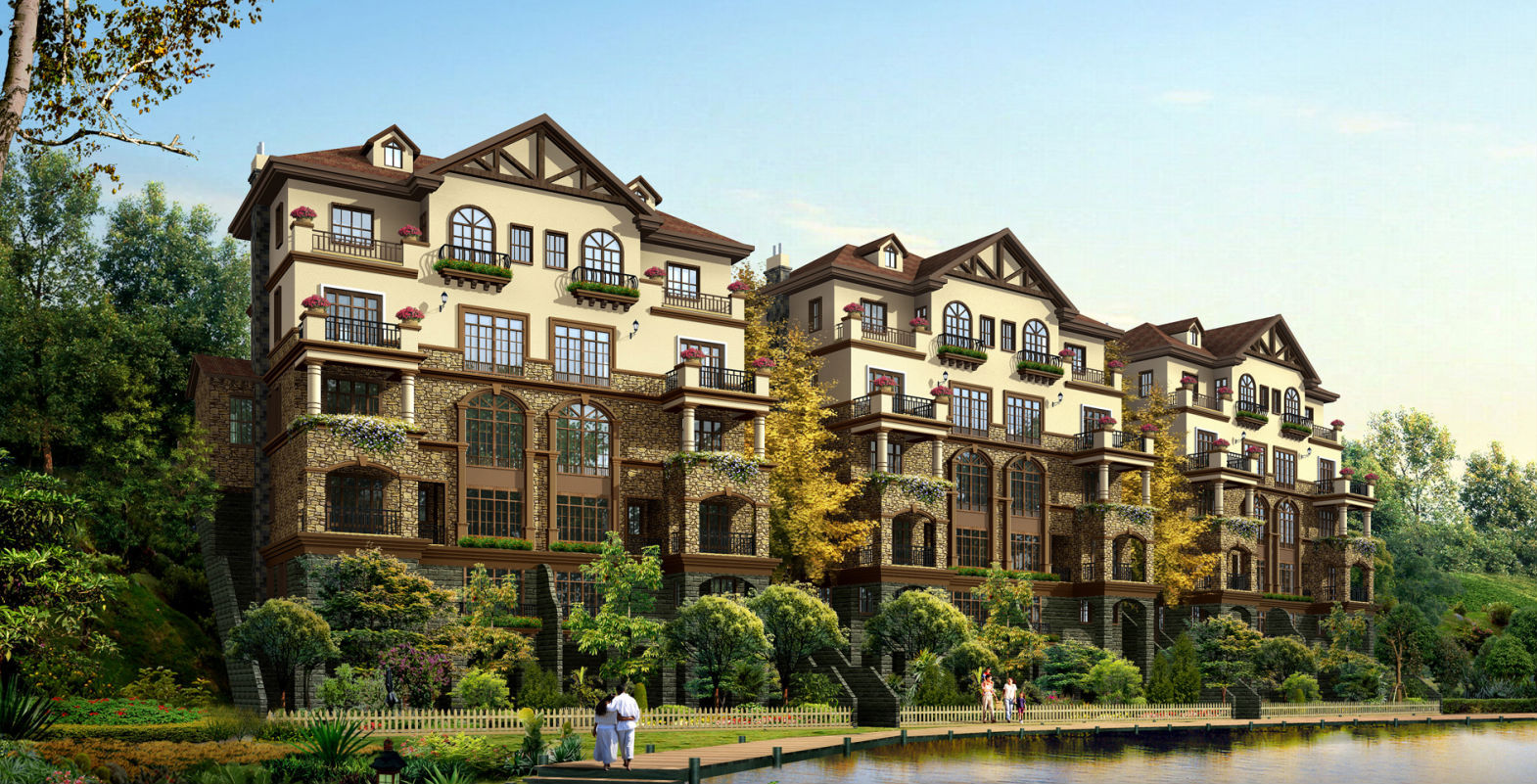 特色风格别墅建筑景观方案设计（包含效果图+CAD）cad施工图下载【ID:149870136】
