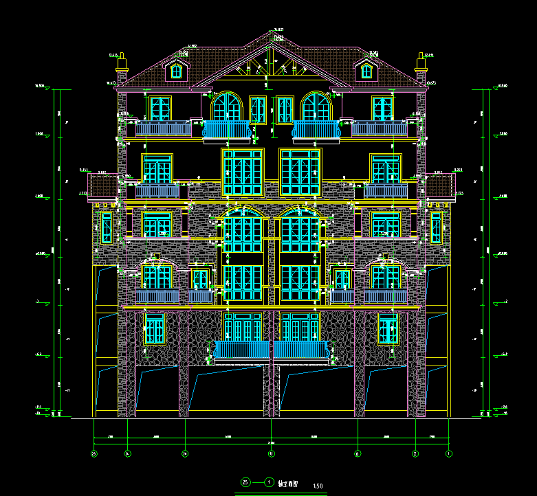 特色风格别墅建筑景观方案设计（包含效果图+CAD）施工图下载【ID:167389144】