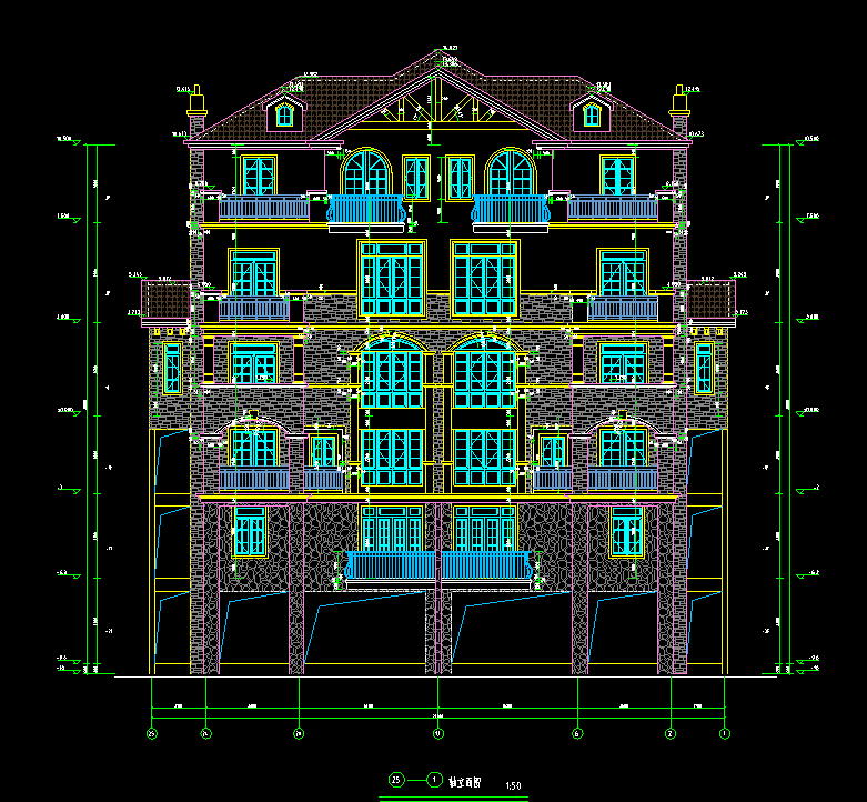 特色风格别墅建筑景观方案设计（包含效果图+CAD）cad施工图下载【ID:149870136】
