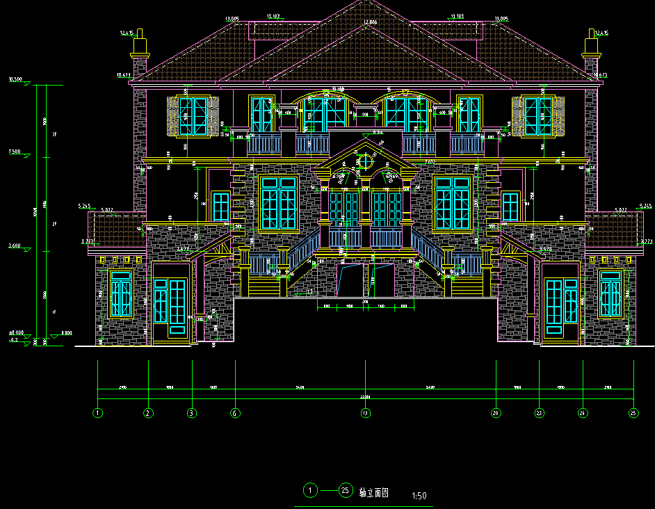 特色风格别墅建筑景观方案设计（包含效果图+CAD）施工图下载【ID:167389144】