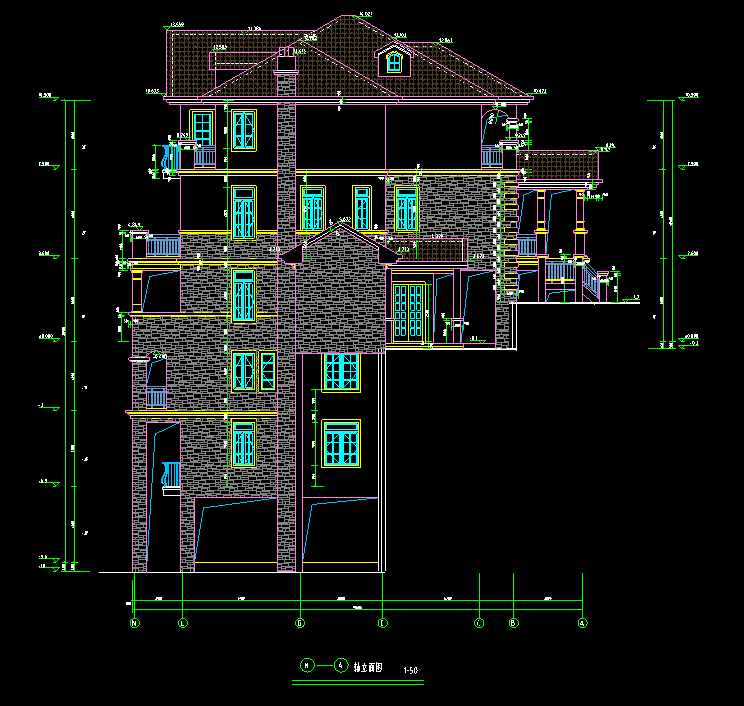 特色风格别墅建筑景观方案设计（包含效果图+CAD）施工图下载【ID:167389144】