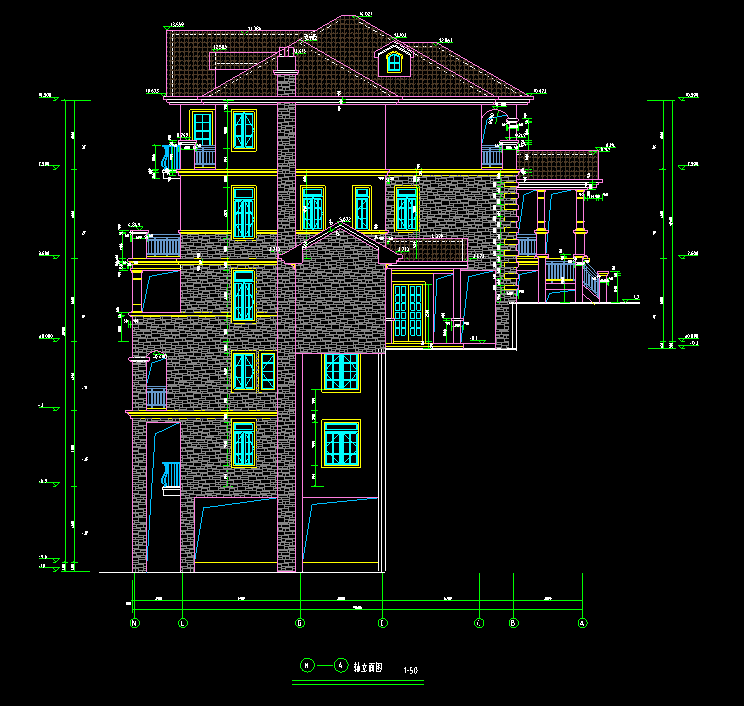 特色风格别墅建筑景观方案设计（包含效果图+CAD）cad施工图下载【ID:149870136】