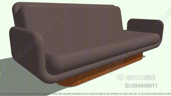 沙发1棕色软框架和垫子，由JohnSU模型下载【ID:334358911】