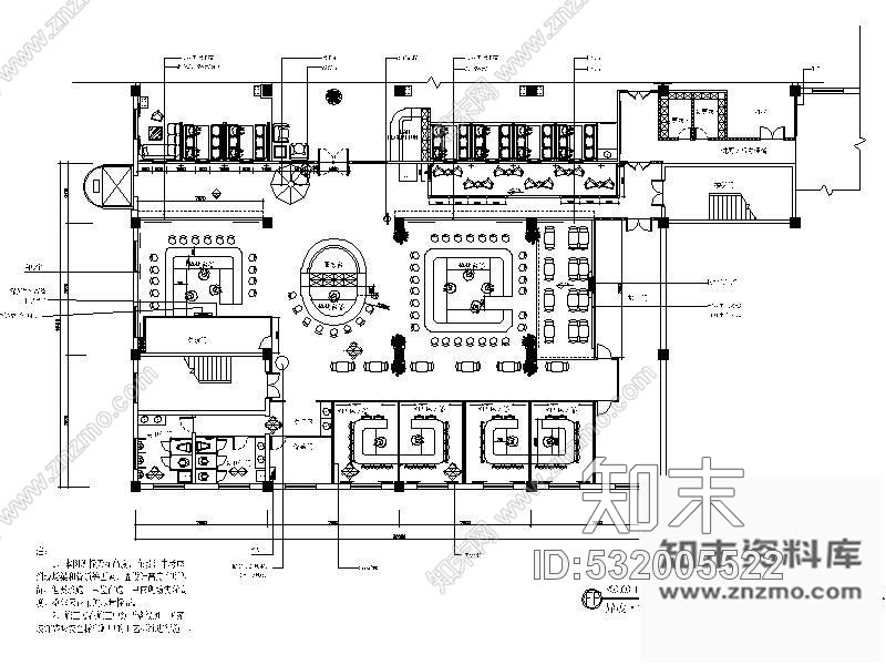 施工图法式风格铁板烧餐厅装修图(含效果)cad施工图下载【ID:532005522】