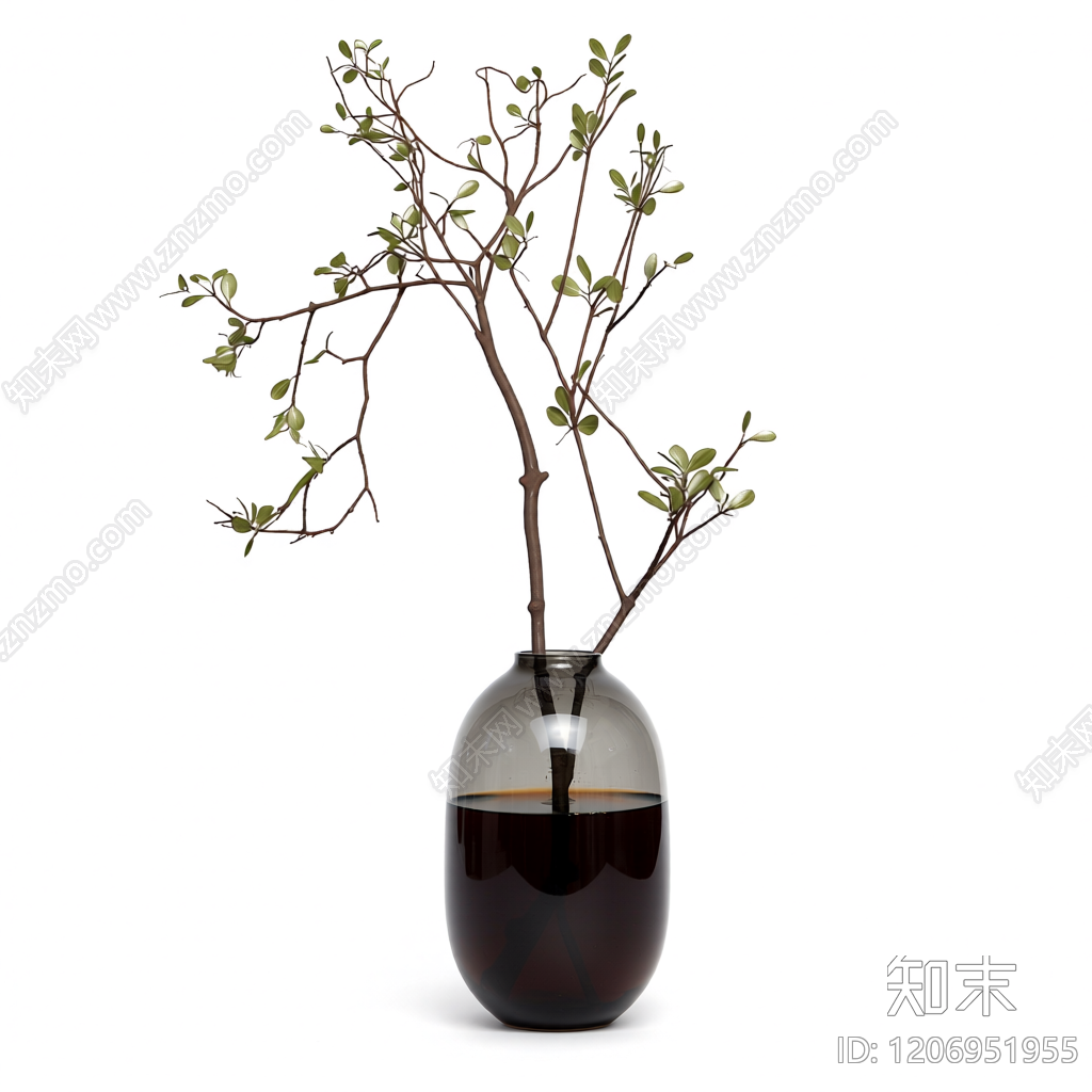 盆栽3D模型渲染效果图