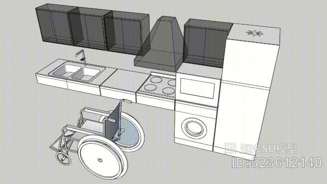 残疾人厨房SU模型下载【ID:523612140】