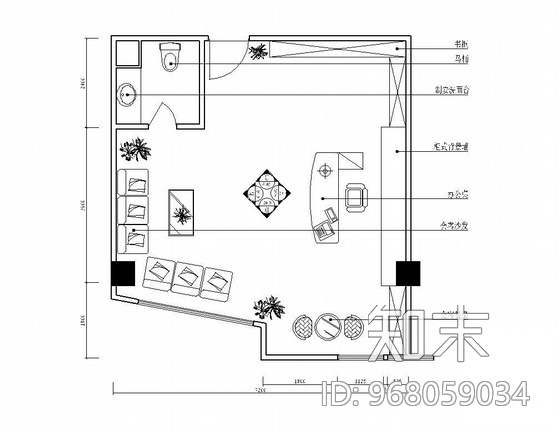 某办公室设计装修图cad施工图下载【ID:968059034】