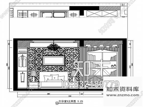 图块/节点重庆某欧式四居室次卧室立面图cad施工图下载【ID:832189779】