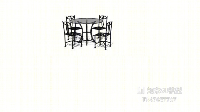 休闲桌椅组合SU模型下载【ID:47657707】