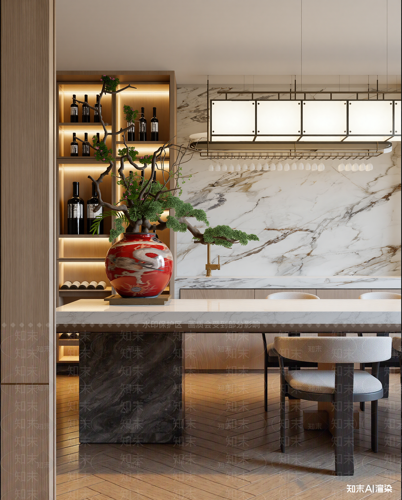 现代酒店餐厅3D模型下载【ID:1221996011】