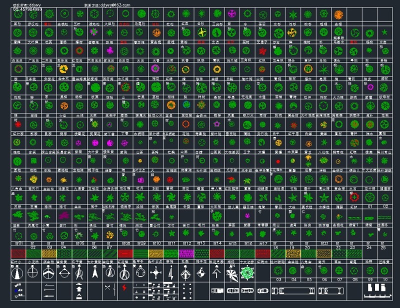 数百种CAD平面树图例施工图下载【ID:149613117】
