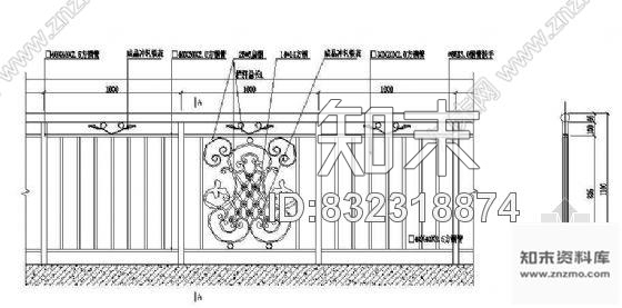 图块/节点铁艺栏杆立面图6cad施工图下载【ID:832318874】