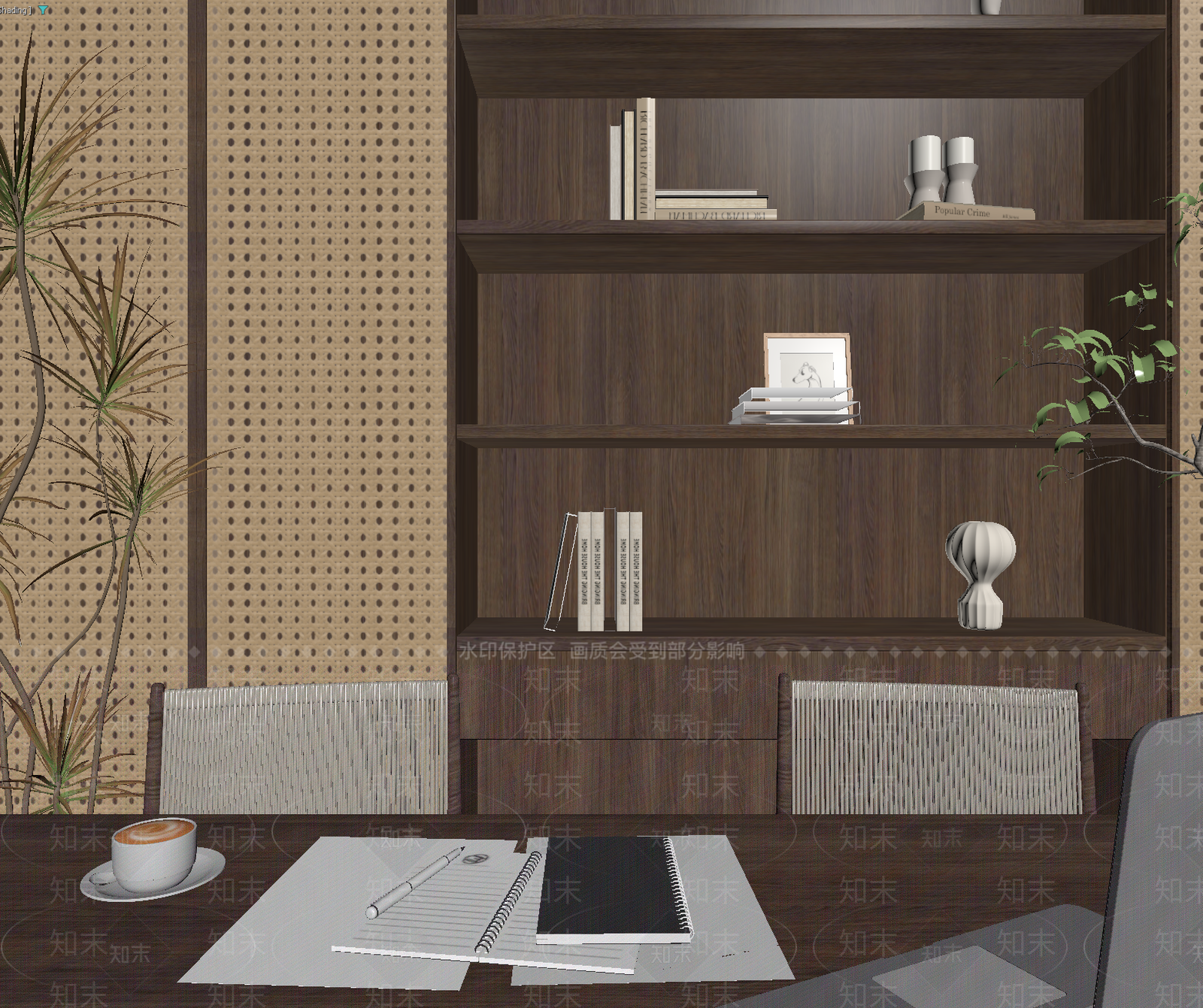 新中式办公室3D模型下载【ID:1214833779】
