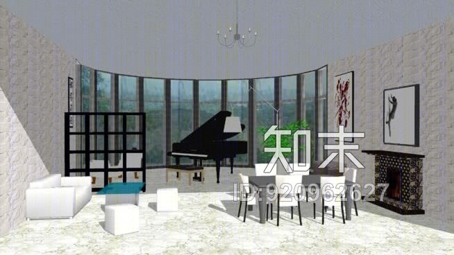 休息室钢琴SU模型下载【ID:920962627】